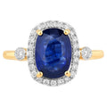Blue Sapphire Ring With Diamonds 2.66 Carats 18K Yellow Gold