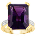 Amethyst Ring With White Topaz 11.5 Carats Gold Plated Silver