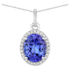 Tanzanite Pendant With Diamonds 2.34 Carats 14K White Gold
