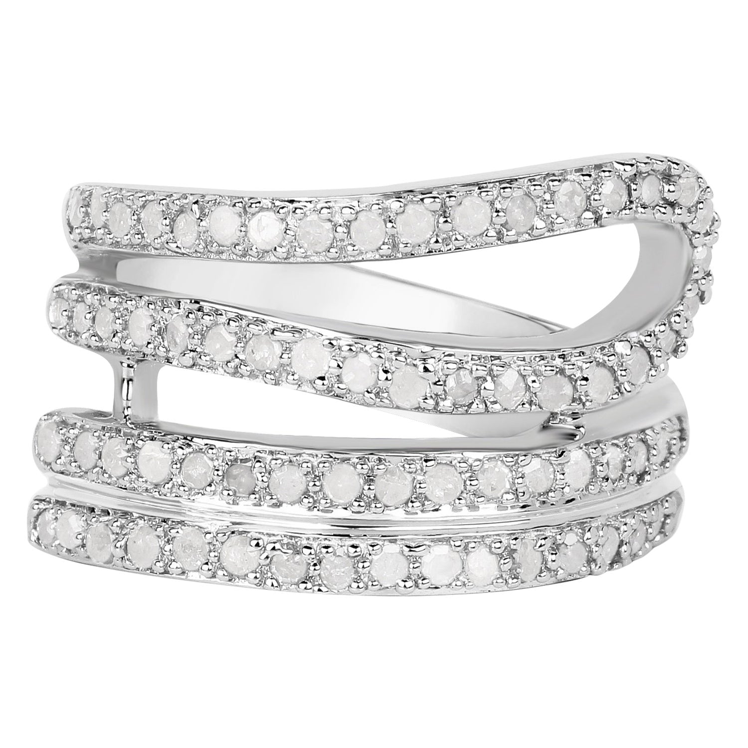Diamond Ring 0.82 Carats Sterling Silver