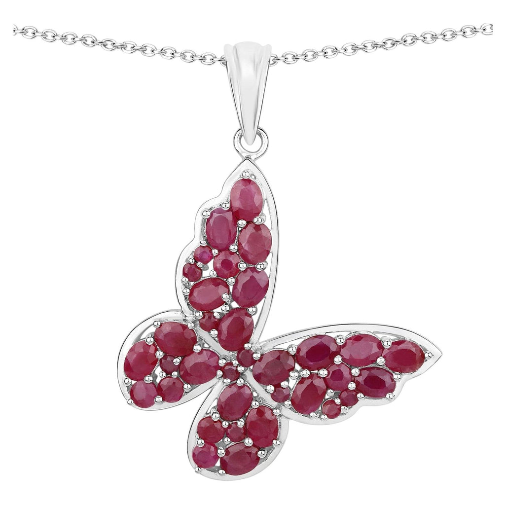 Ruby Butterfly Pendant 4.68 Carats Sterling Silver