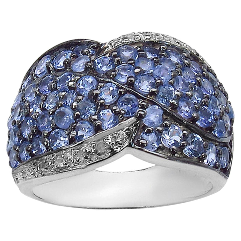 Tanzanite Ring With White Topaz 2.42 Carats Sterling Silver