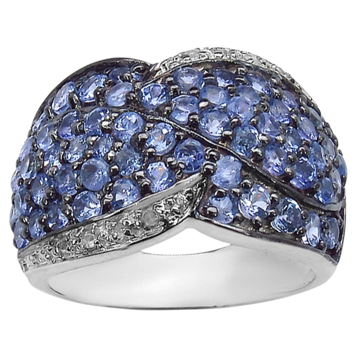 Tanzanite Ring With White Topaz 2.42 Carats Sterling Silver