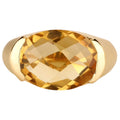 Champagne Quartz Ring 8.40 Carats Gold Plated Silver