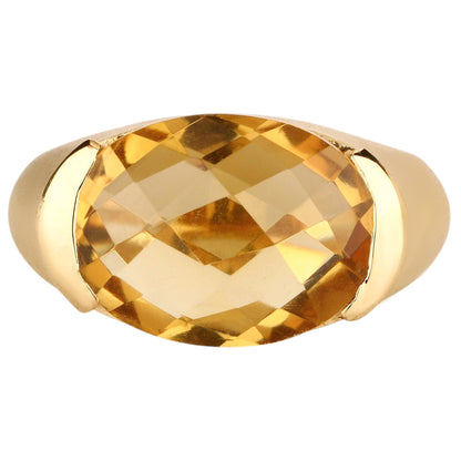 Champagne Quartz Ring 8.40 Carats Gold Plated Silver