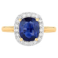 Blue Sapphire Ring With Diamonds 2.48 Carats 18K Yellow Gold