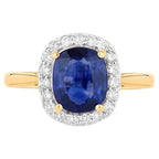 Blue Sapphire Ring With Diamonds 2.48 Carats 18K Yellow Gold