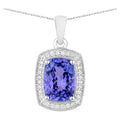 Tanzanite Pendant With Diamonds 2.98 Carats 14K White Gold