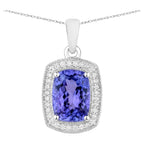 Tanzanite Pendant With Diamonds 2.98 Carats 14K White Gold