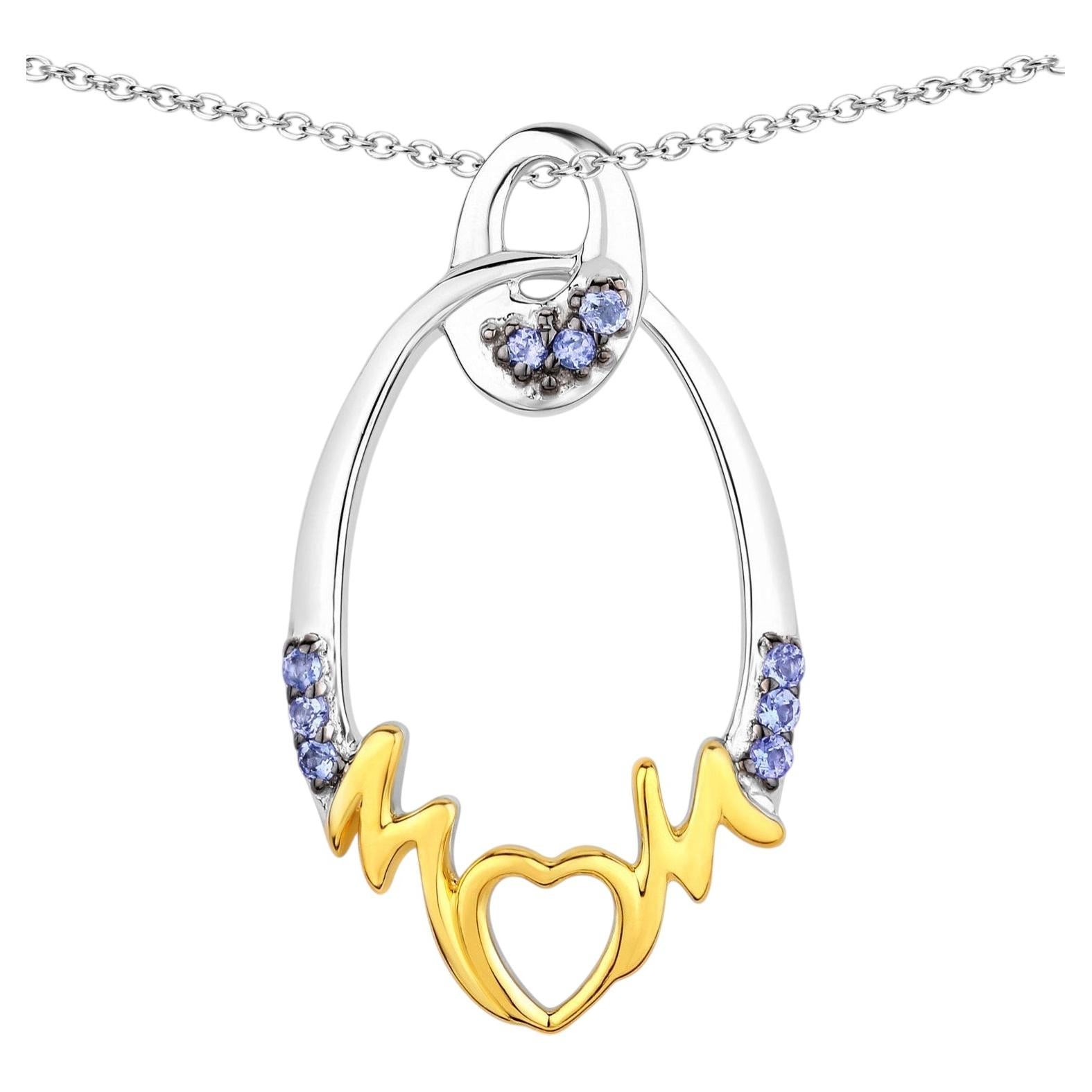 Tanzanite Mom Pendant 0.16 Carats Gold Plated Silver