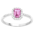 Pink Sapphire Ring With Diamonds 0.96 Carats 14K White Gold