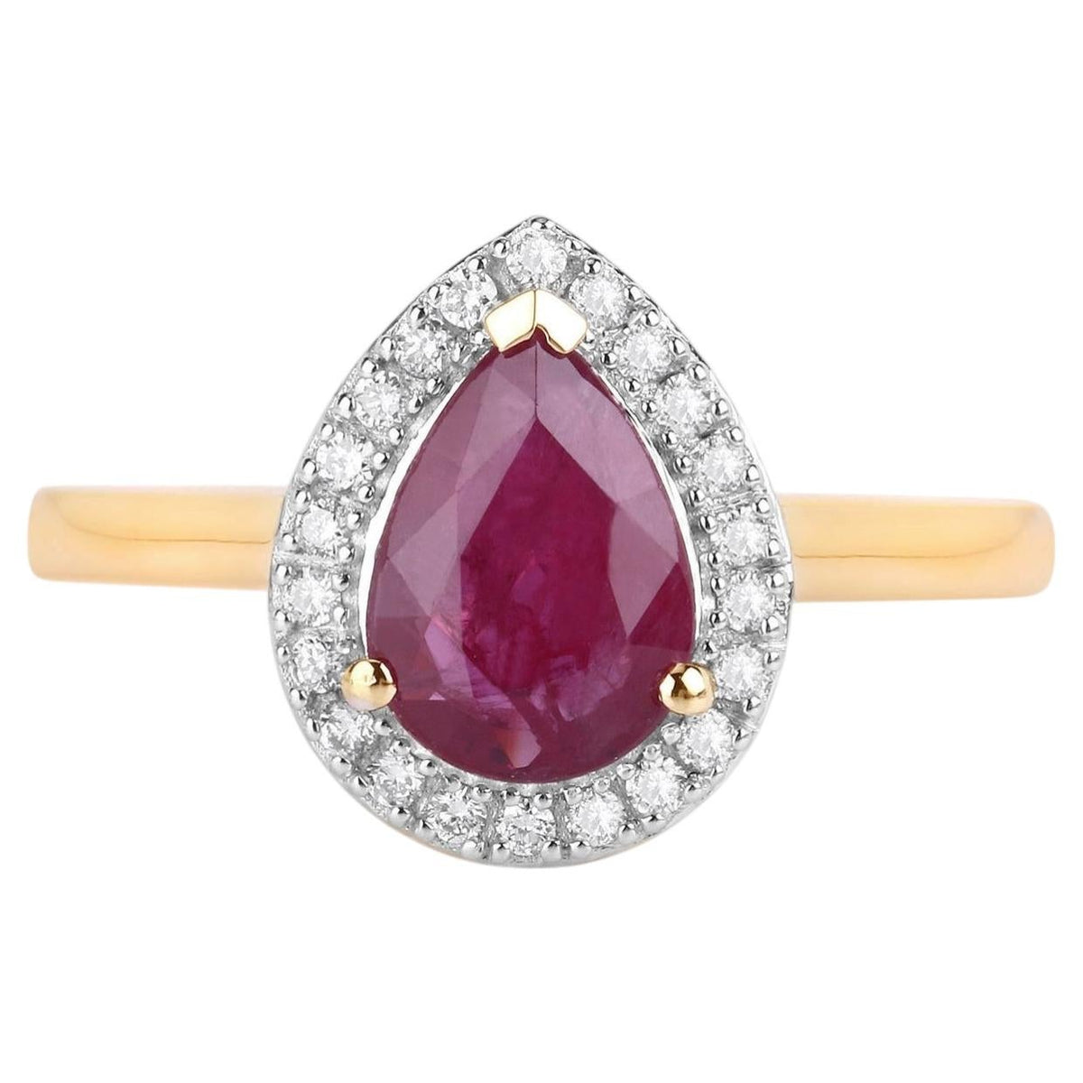 Ruby Ring With Diamonds 1.34 Carats 14K Yellow Gold