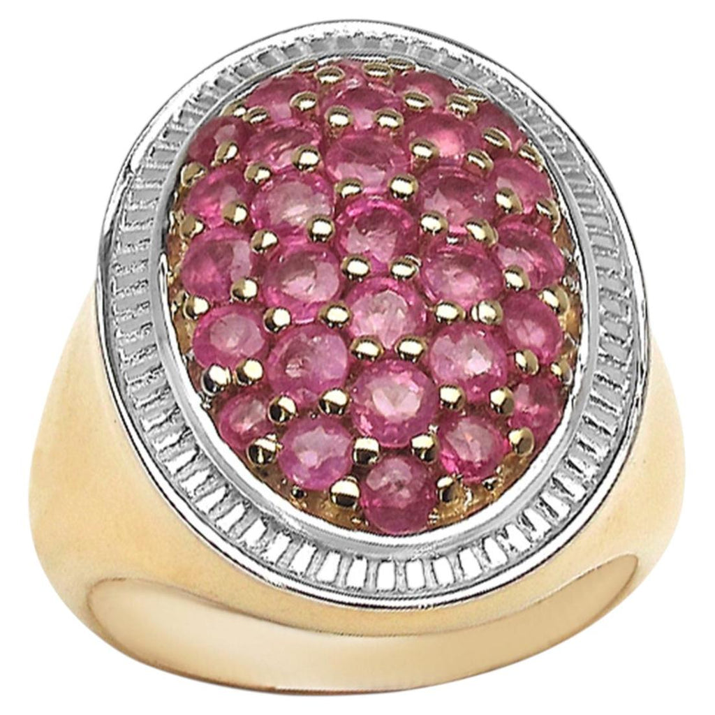 Ruby Ring 2.12 Carats Gold Plated Silver