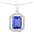 Tanzanite Pendant With Diamonds 2.56 Carats 14K White Gold