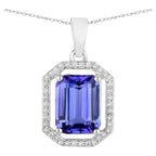 Tanzanite Pendant With Diamonds 2.56 Carats 14K White Gold