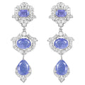 Tanzanite Dangle Earrings White Topaz 9.55 Carats Sterling Silver