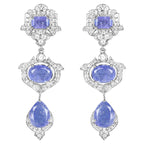 Tanzanite Dangle Earrings White Topaz 9.55 Carats Sterling Silver