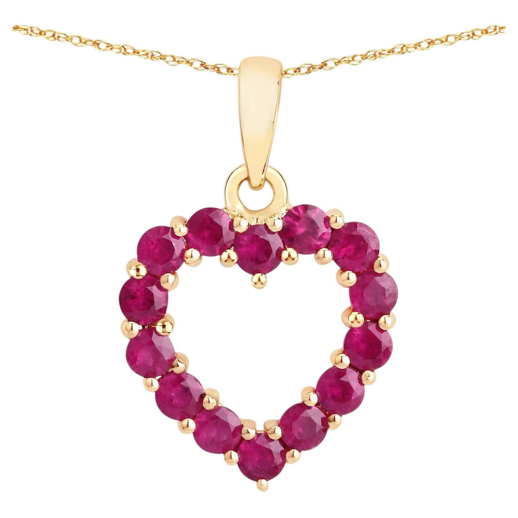Ruby Heart Pendant 0.42 Carats 10K Yellow Gold
