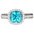 Apatite Ring With Diamonds 1.85 Carats 9K White Gold