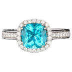 Apatite Ring With Diamonds 1.85 Carats 9K White Gold