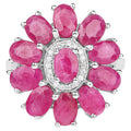 Ruby Ring With White Zircon 5.8 Carats Sterling Silver