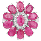 Ruby Ring With White Zircon 5.8 Carats Sterling Silver