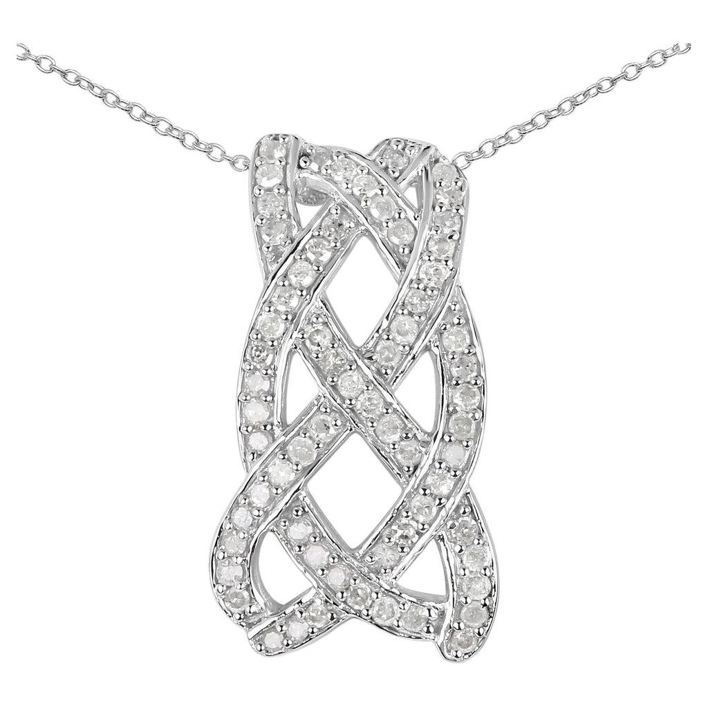 Diamond Infinity Knot Pendant 0.53 Carats Sterling Silver