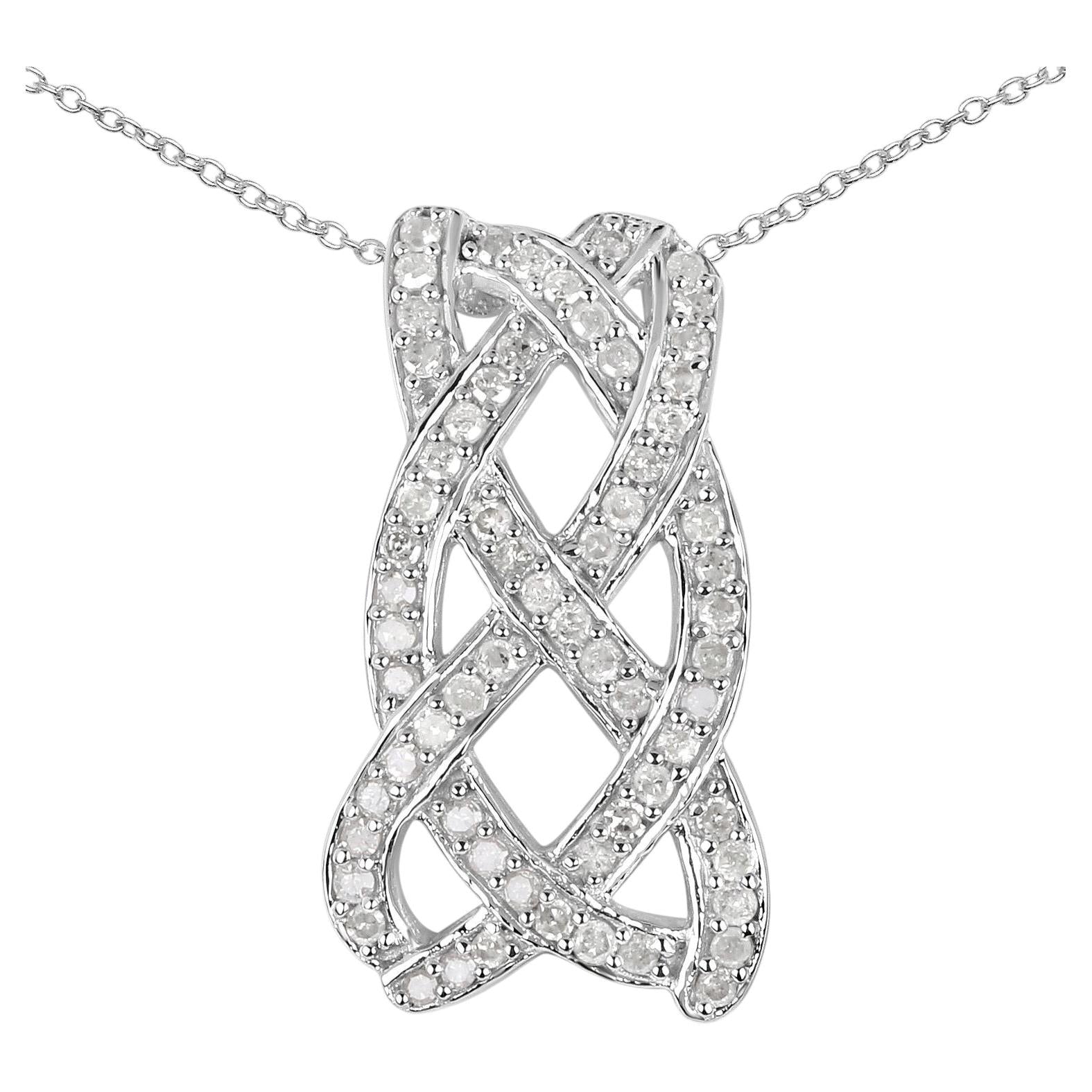 Diamond Infinity Knot Pendant 0.53 Carats Sterling Silver