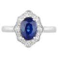 Blue Sapphire Ring With Diamonds 2.2 Carats 18K White Gold