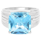 Swiss Blue Topaz Ring 7.48 Carats Sterling Silver