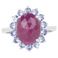 Pink Sapphire Ring With Tanzanite 5.5 Carats Sterling Silver