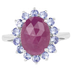 Pink Sapphire Ring With Tanzanite 5.5 Carats Sterling Silver
