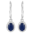 Natural Sapphire Earrings With White Topaz 2.18 Carats Sterling Silver