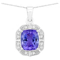 Natural Tanzanite Pendant With Diamonds 2.48 Carats 14K White Gold
