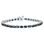 Blue Sapphire Bracelet 7.46 Carats 14K White Gold