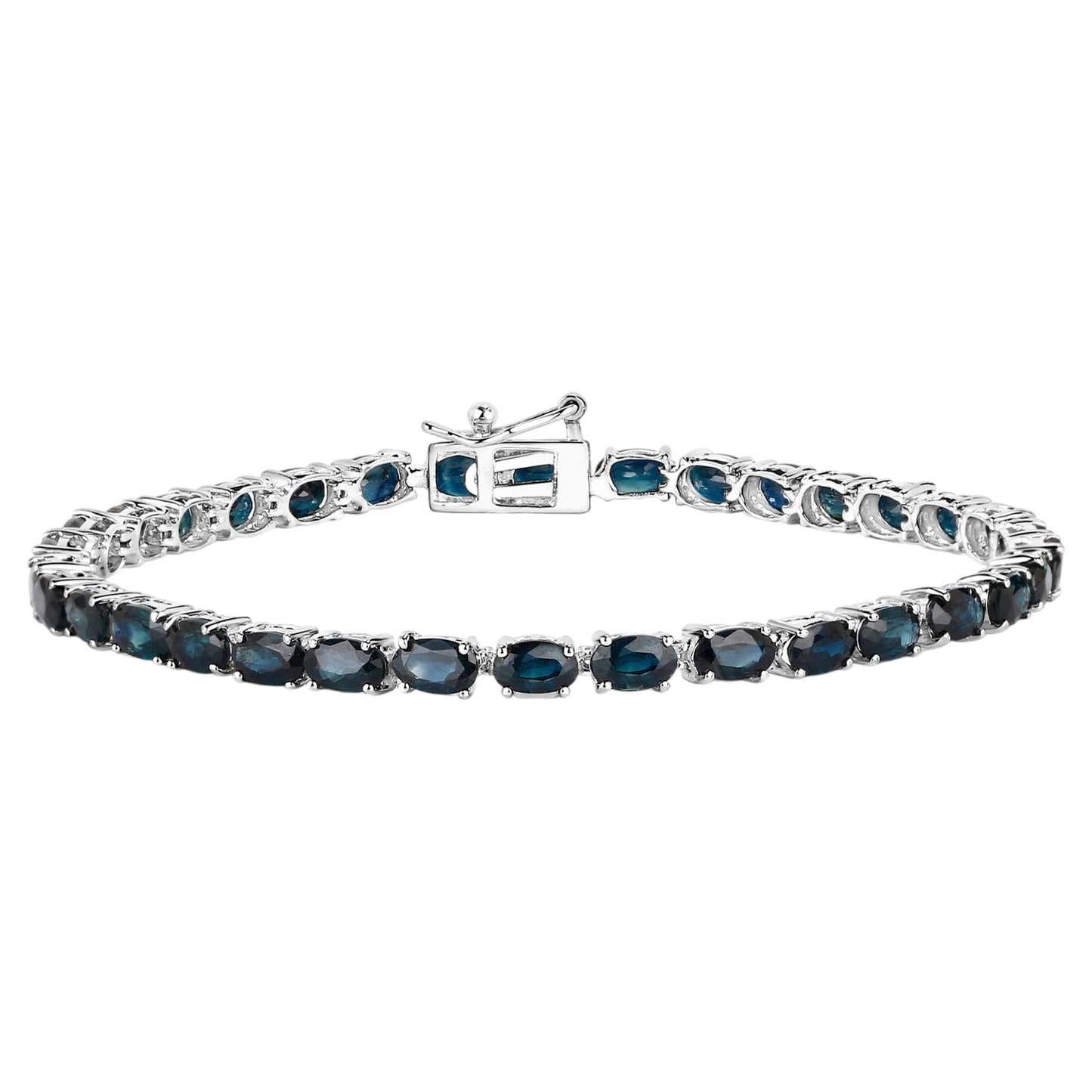Blue Sapphire Bracelet 7.46 Carats 14K White Gold