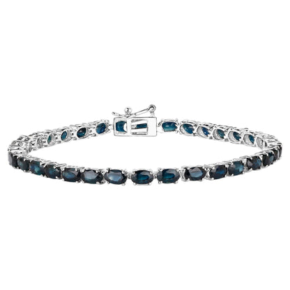 Blue Sapphire Bracelet 7.46 Carats 14K White Gold
