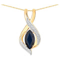 Blue Sapphire Pendant With Diamonds 2.2 Carats 14K Yellow Gold