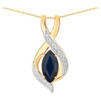 Blue Sapphire Pendant With Diamonds 2.2 Carats 14K Yellow Gold