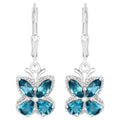 London Blue Topaz Butterfly Dangle Earrings 2.3 Carats Sterling Silver