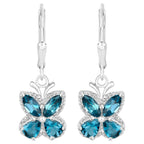 London Blue Topaz Butterfly Dangle Earrings 2.3 Carats Sterling Silver