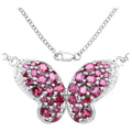 Rhodolite Garnet Butterfly Pendant With White Topaz 4.06 Carats Sterling Silver
