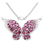 Rhodolite Garnet Butterfly Pendant With White Topaz 4.06 Carats Sterling Silver