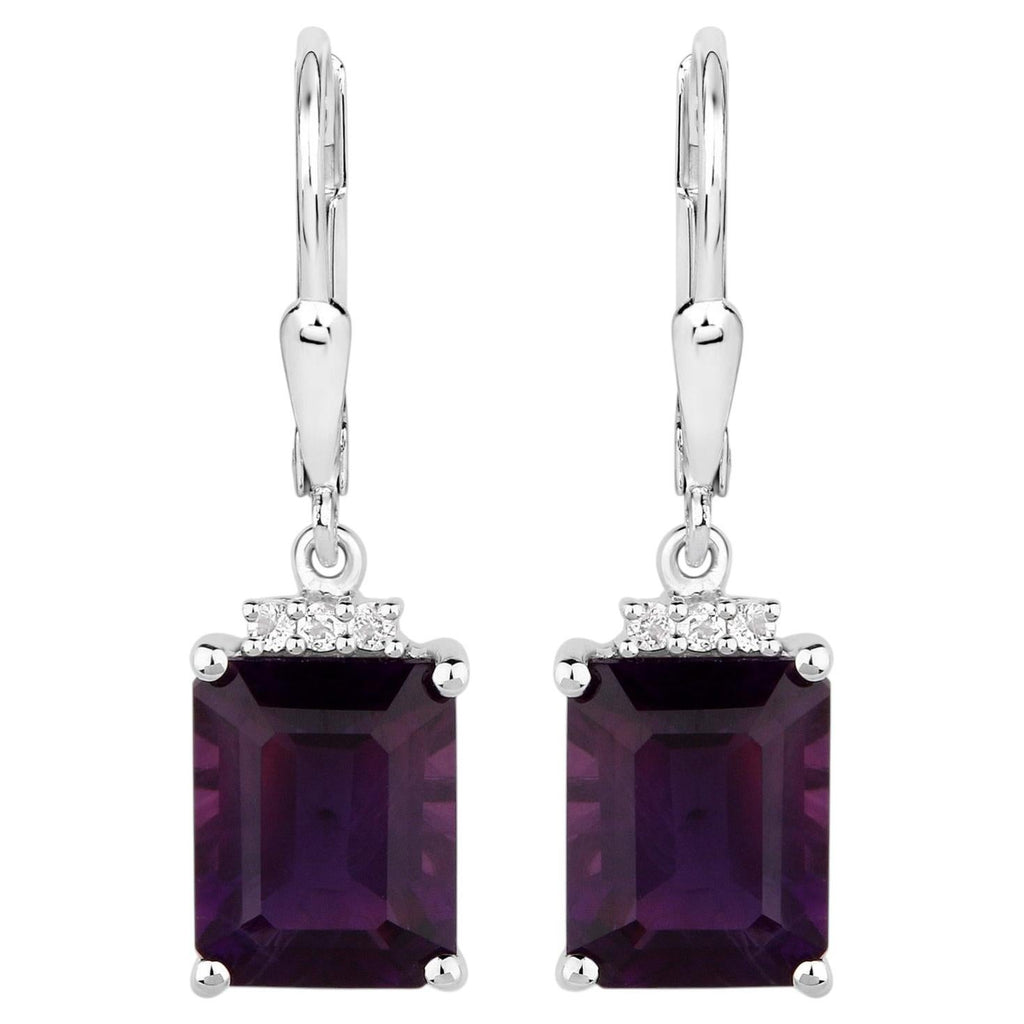 Amethyst Earrings With White Topaz 6.6 Carats Sterling Silver