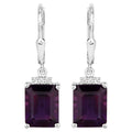 Amethyst Earrings With White Topaz 6.6 Carats Sterling Silver