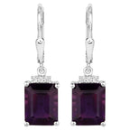 Amethyst Earrings With White Topaz 6.6 Carats Sterling Silver