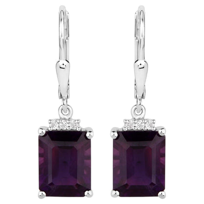 Amethyst Earrings With White Topaz 6.6 Carats Sterling Silver