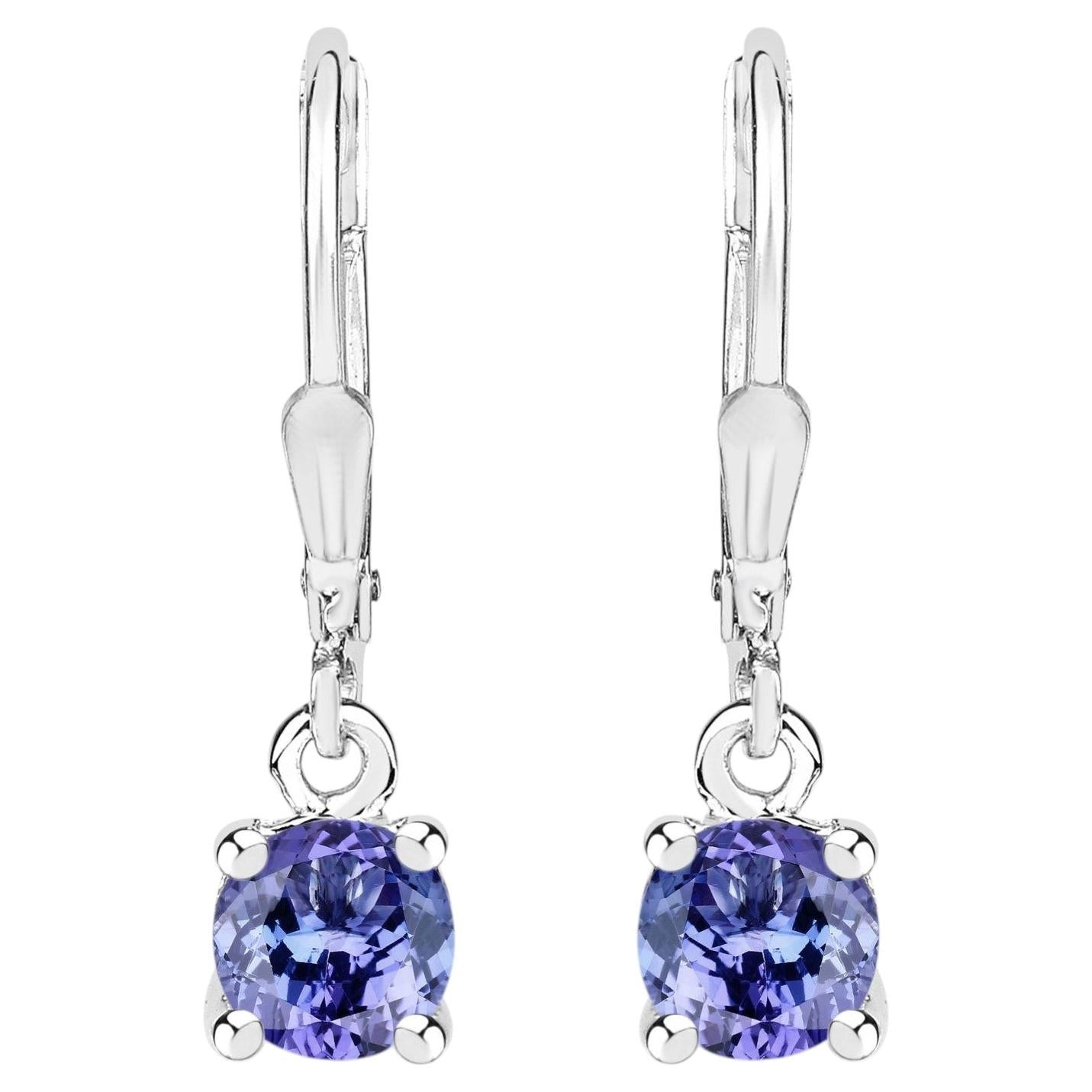 Tanzanite Earrings 0.92 Carats Sterling Silver