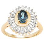 London Blue Topaz Ring With White Topaz 2.3 Carats Gold Plated Silver