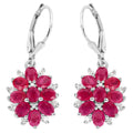 Ruby Earrings With White Zircon 4.24 Carats Sterling Silver